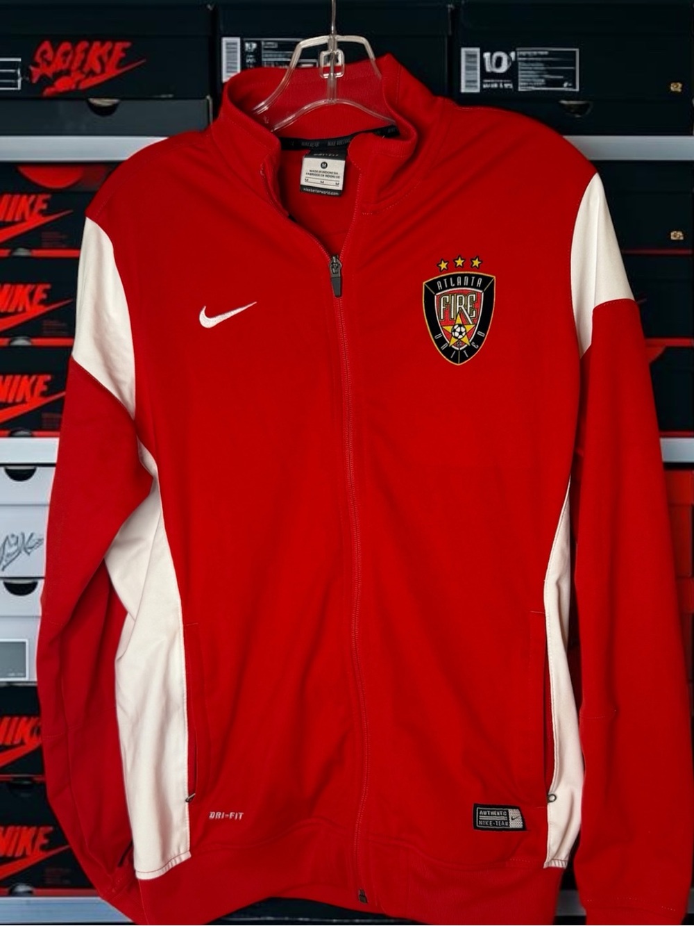 Atlanta United Nike Red and White Full-Zip Track Jacket M